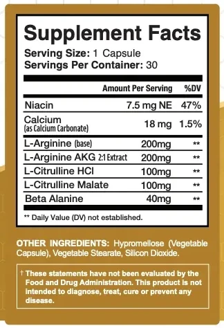 The MemoHoney Supplement Facts panel: seven rows, an amount on each