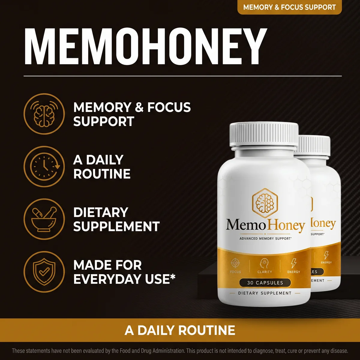 MemoHoney memory and focus support: a simple daily dietary supplement made for everyday use